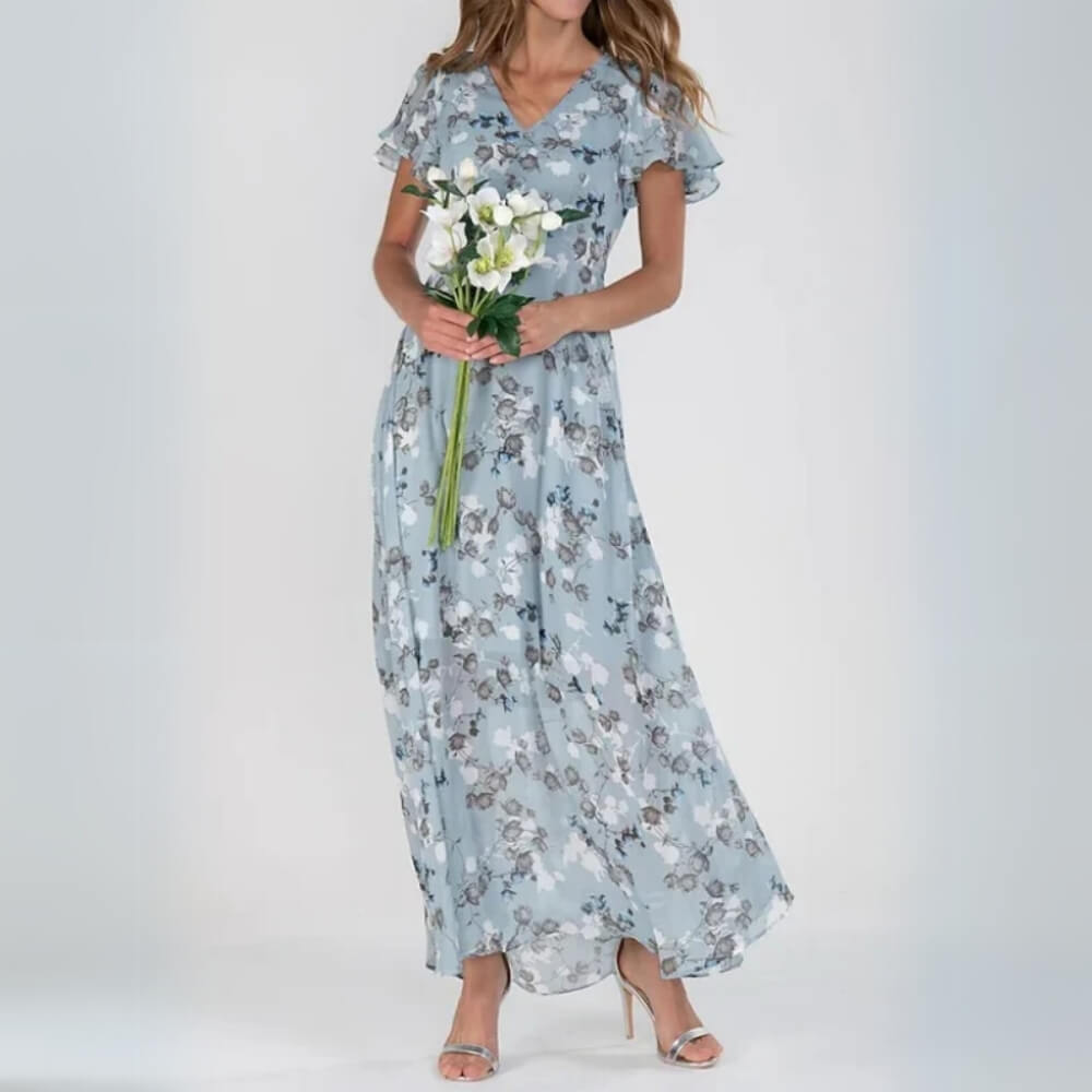 Blomstrete Kjole Lang Elegant – Feminink Sommerkjole