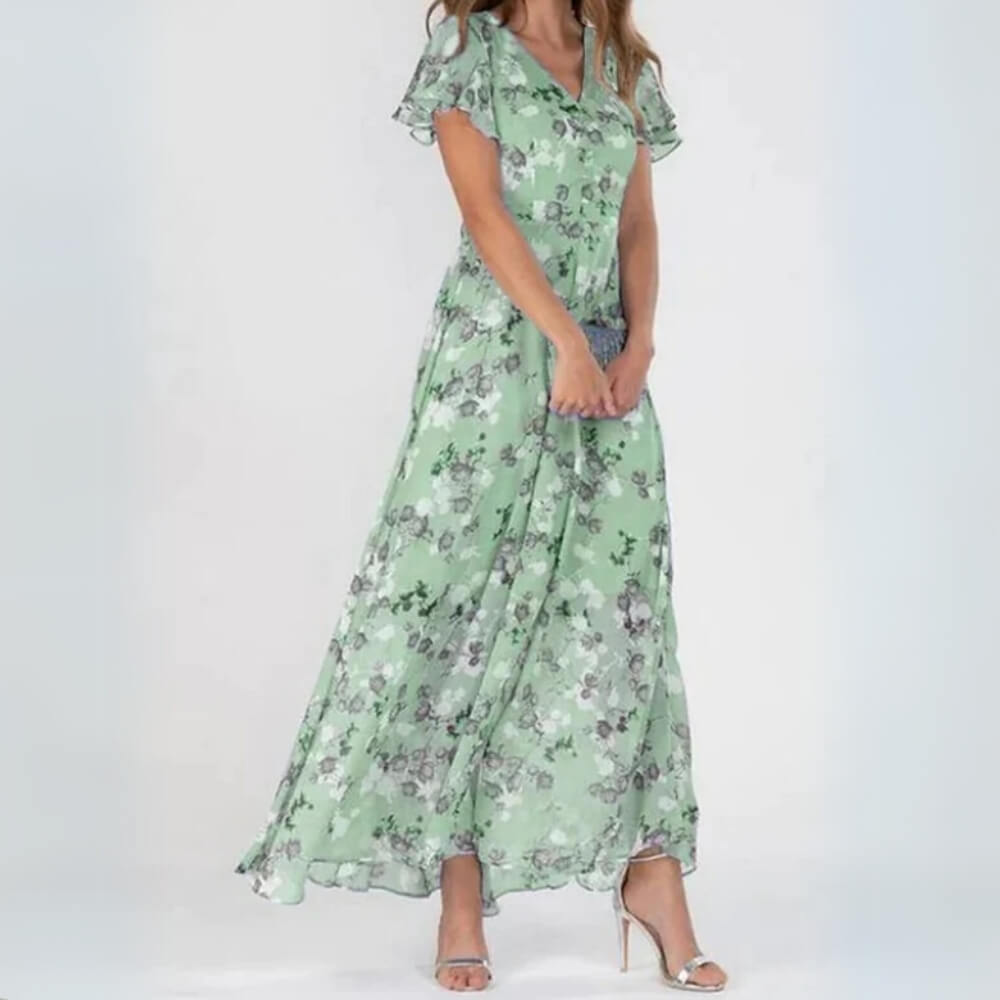 Blomstrete Kjole Lang Elegant – Feminink Sommerkjole