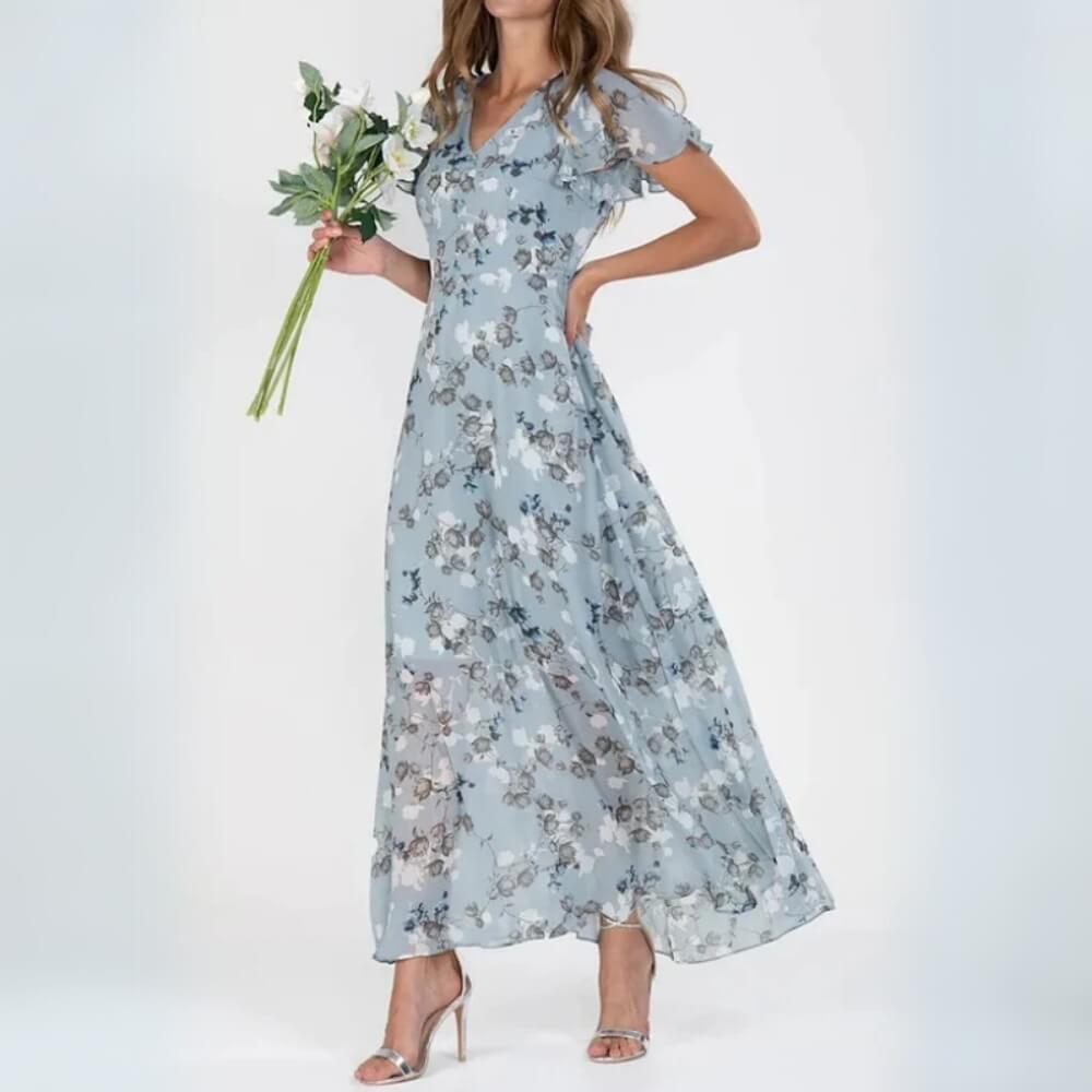 Blomstrete Kjole Lang Elegant – Feminink Sommerkjole