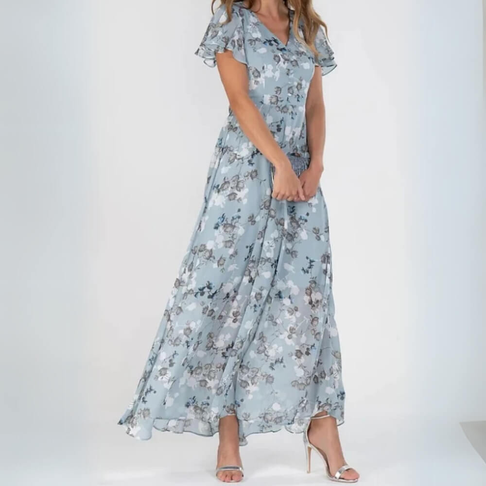 Blomstrete Kjole Lang Elegant – Feminink Sommerkjole