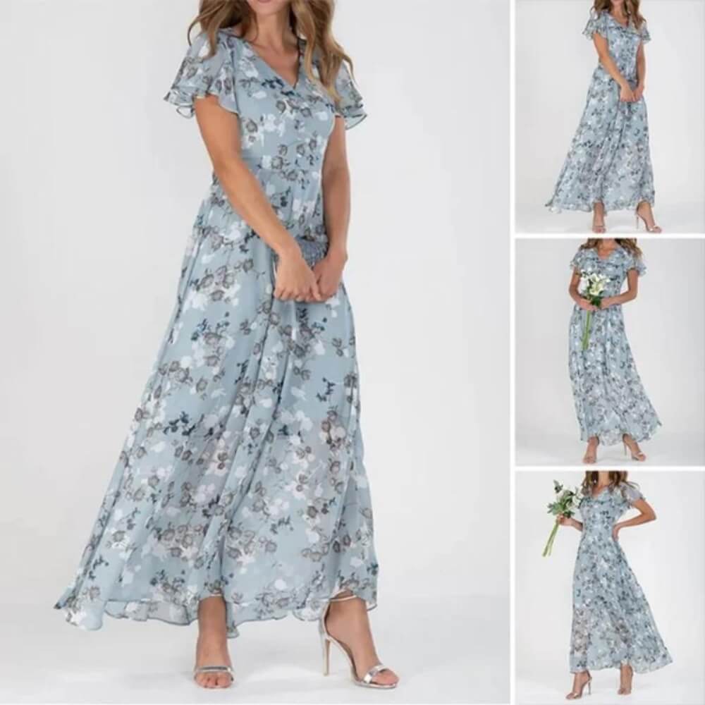 Blomstrete Kjole Lang Elegant – Feminink Sommerkjole
