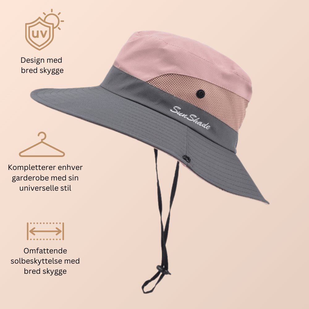 Solhatt dame bredbremmet – sommerhatt med UV-beskyttelse