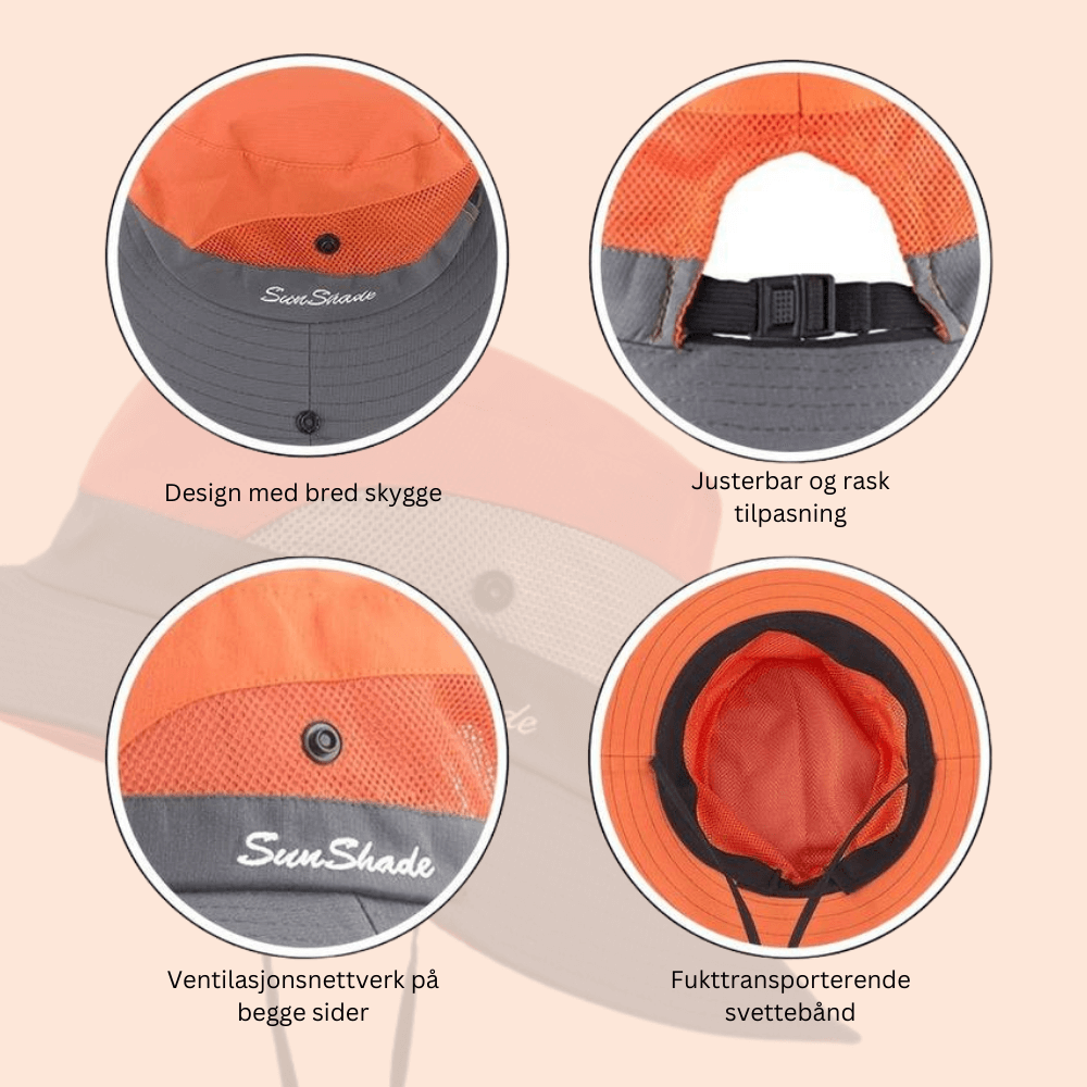 Solhatt dame bredbremmet – sommerhatt med UV-beskyttelse