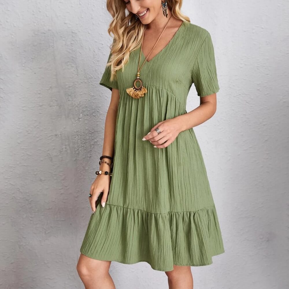 Kjole Midi Elegant Sommerkjole – Feminin Passform for Hverdag og Fest